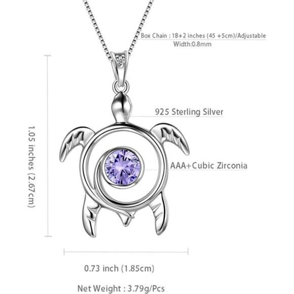 Silver Turtle Necklace Aurora Tears Celtic Spiral 925 Sterling Silver Women - Picture 6 of 7